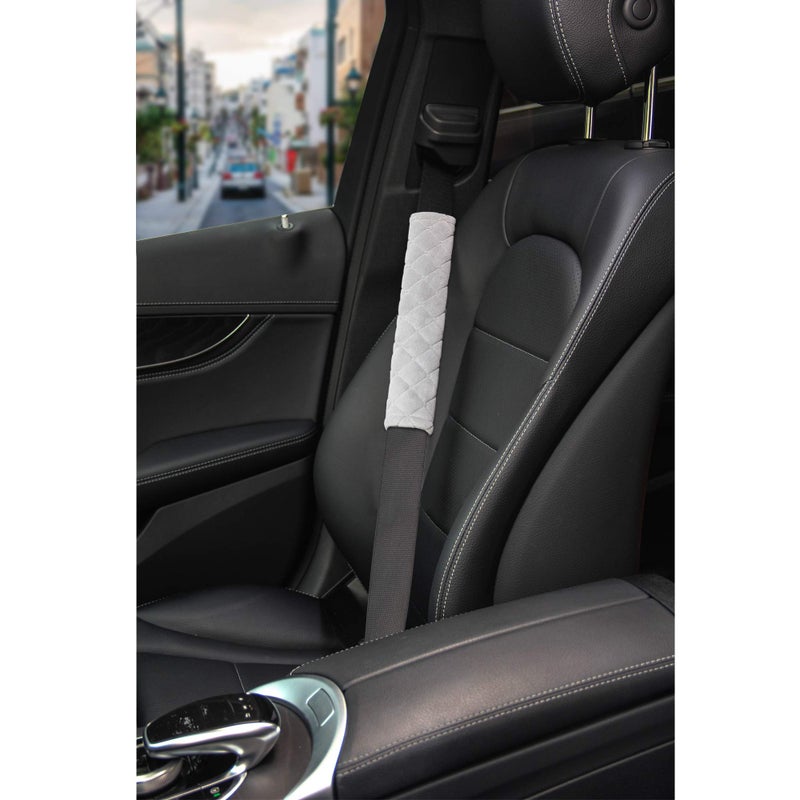 Amooca Soft Auto Seat Belt Cover Seatbelt Shoulder Pad Cushions 2 PCS Universal Fit for All Cars and Backpack for a More Comfortable Driving (Light Grey) - Image 3